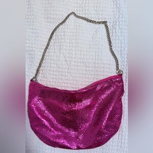 Aqua Fuchsia Sequin Shoulder Bag with Chain Strap